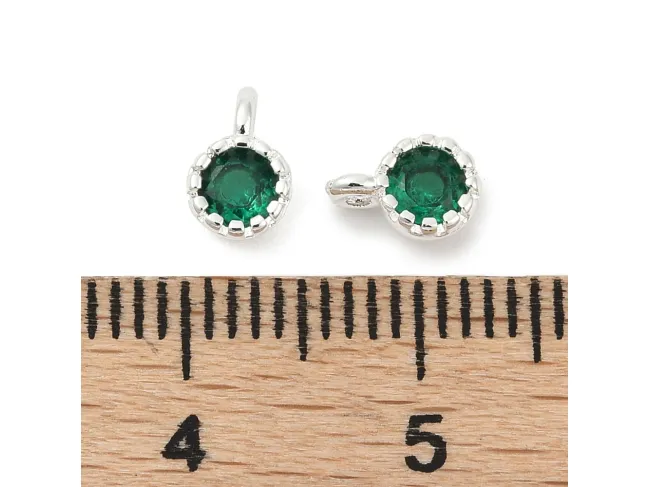 Charm cubic zirconia argintiu 6.5x4mm smarald