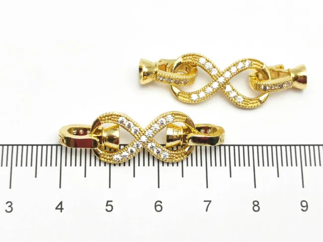 Inchizatoare cubic zirconia infinit 39x10mm placat cu aur 18K (1buc)