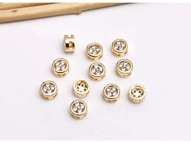 Distantier cubic zirconia 5.5x3.5mm placat cu aur 18K