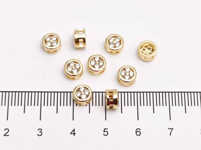 Distantier cubic zirconia 5.5x3.5mm placat cu aur 18K