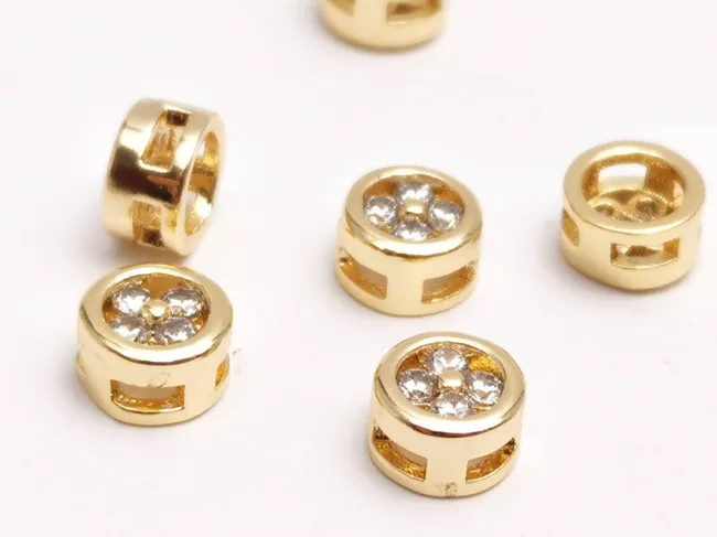 Distantier cubic zirconia 5.5x3.5mm placat cu aur 18K
