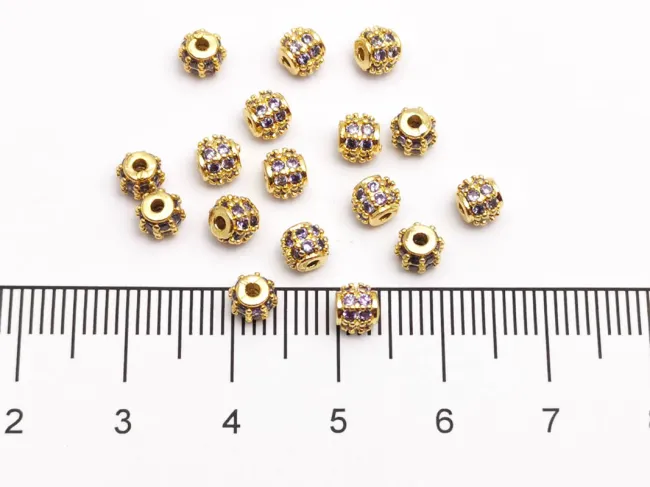 Distantier cubic zirconia 4.5x4mm auriu