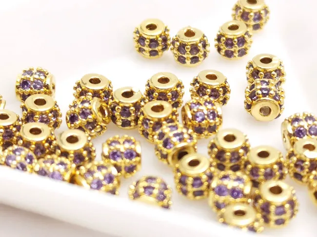 Distantier cubic zirconia 4.5x4mm auriu