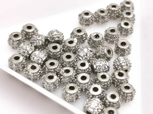 Distantier cubic zirconia 4.5x4mm argintiu