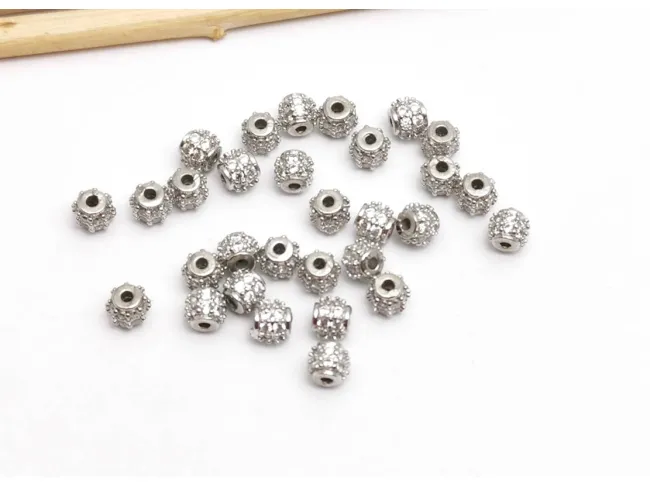 Distantier cubic zirconia 4.5x4mm argintiu