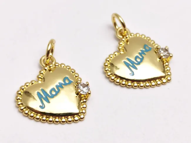 Charm cubic zirconia mama 15x13mm auriu (1buc)