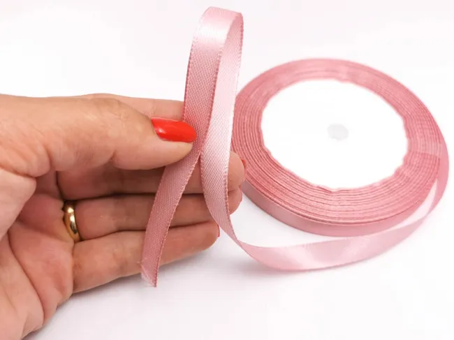 Panglica saten latime 10mm rose (22m)