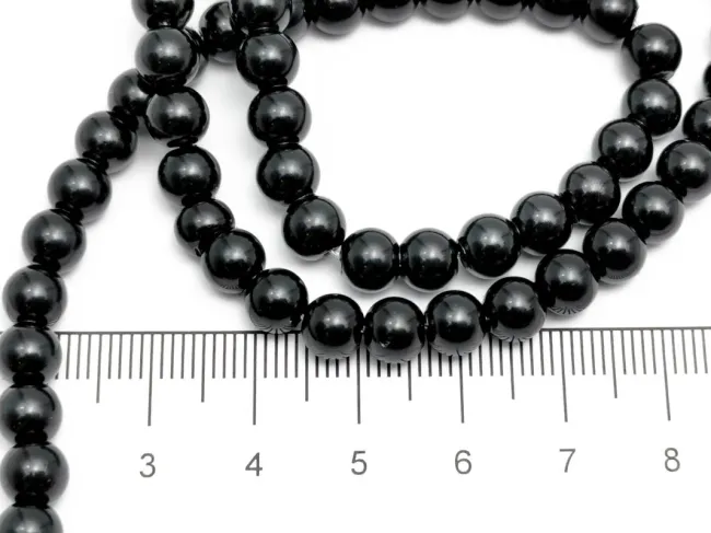 Perle de sticla calitate a 6mm negru (sirag)
