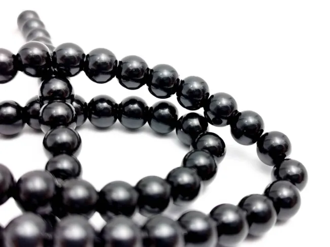 Perle de sticla calitate a 6mm negru (sirag)