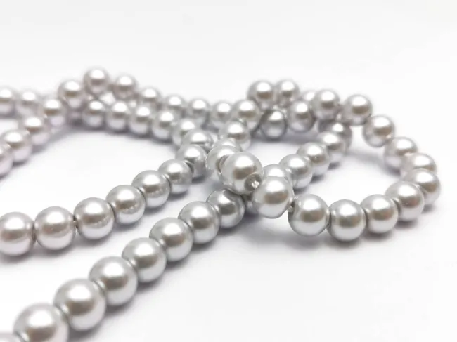 Perle de sticla calitate a 6mm gri deschis (sirag)