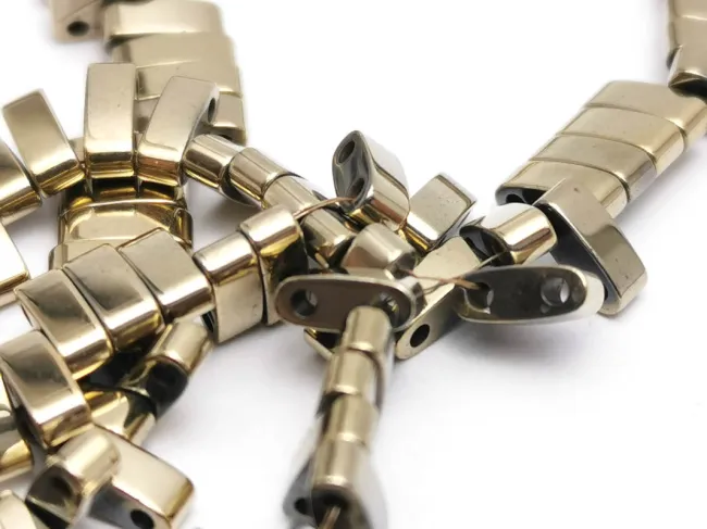 Sirag hematit dreptunghi cu doua orificii 5x2mm auriu patinat