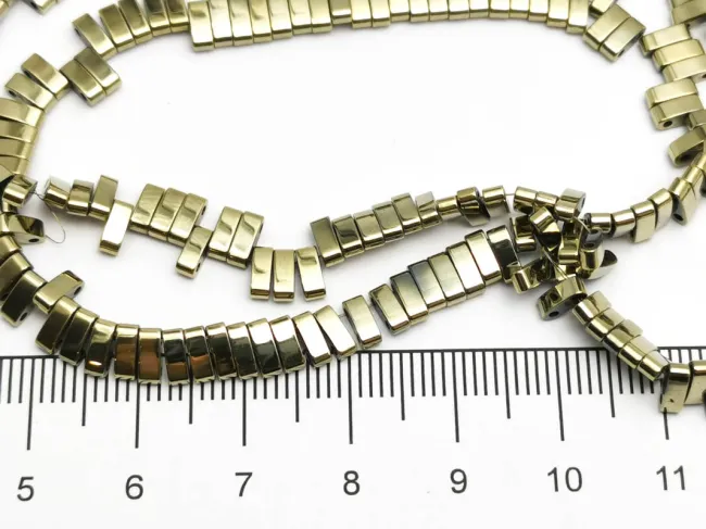 Sirag hematit dreptunghi cu doua orificii 5x2mm auriu patinat