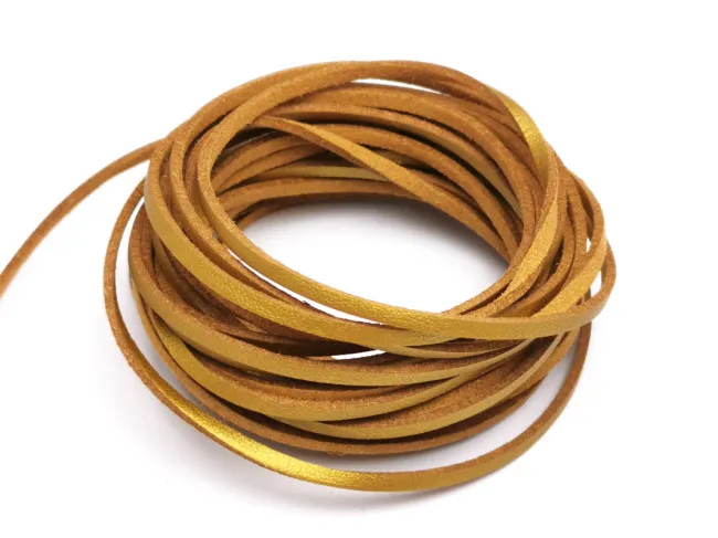 Snur suede imitatie piele latime 3mm auriu (5metri)