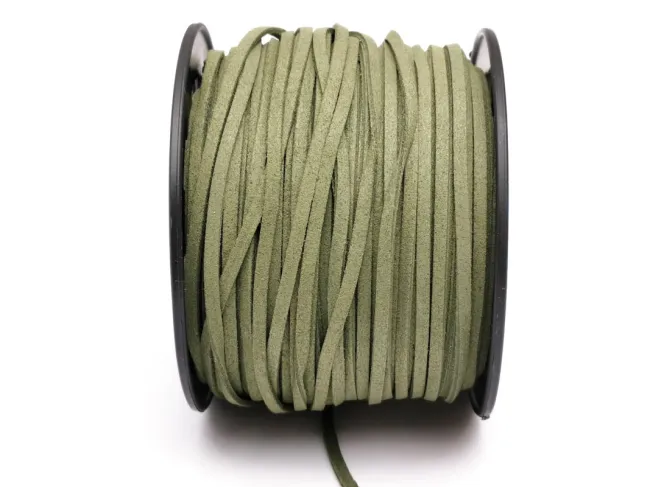 Snur suede imitatie piele intoarsa latime 3mm verde kaki (5metri)
