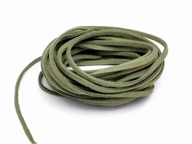 Snur suede imitatie piele intoarsa latime 3mm verde kaki (5metri)