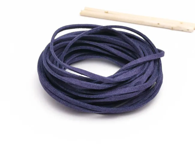 Snur suede imitatie piele intoarsa latime 3mm indigo (5metri)