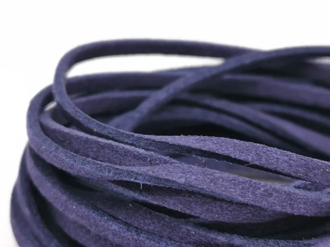 Snur suede imitatie piele intoarsa latime 3mm indigo (5metri)