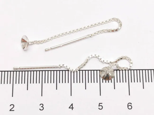 Tortite cercei cu lantisor si platou 5mm argint 925 (2buc)