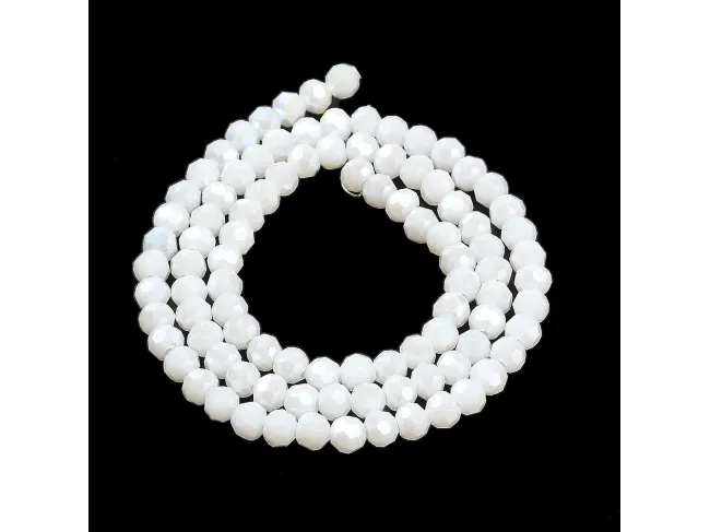 Margele cristal rotund fatetat 4mm alb opac AB (sirag)