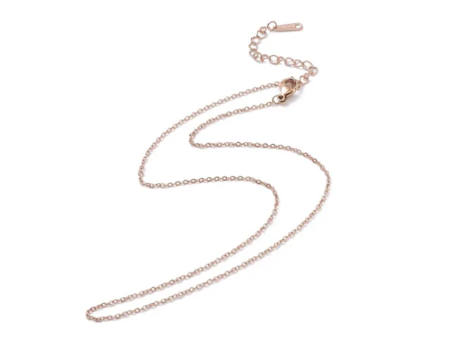 Lant otel inoxidabil 304 rose gold placat IP cu inchizatoare si prelungitor, lungime 40cm