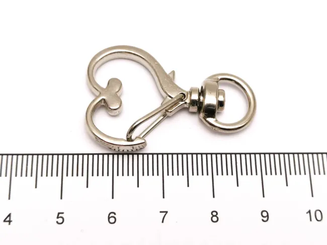 Inchizatoare carabina cu inel rotativ inima 34.5x23.5x6mm argintiu inchis