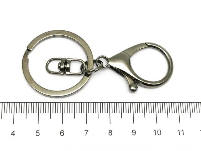 Inel breloc cu inchizatoare lobster 65x30x5mm negru