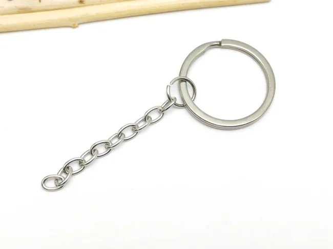 Inel breloc otel inoxidabil cu lant 25x2mm