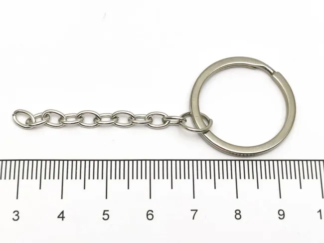 Inel breloc otel inoxidabil cu lant 25x2mm