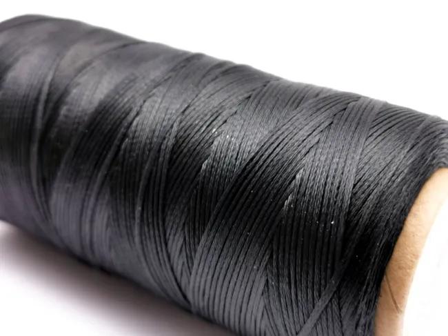 Rola ata cerata plata micro macrame 0.80mm negru (260m)