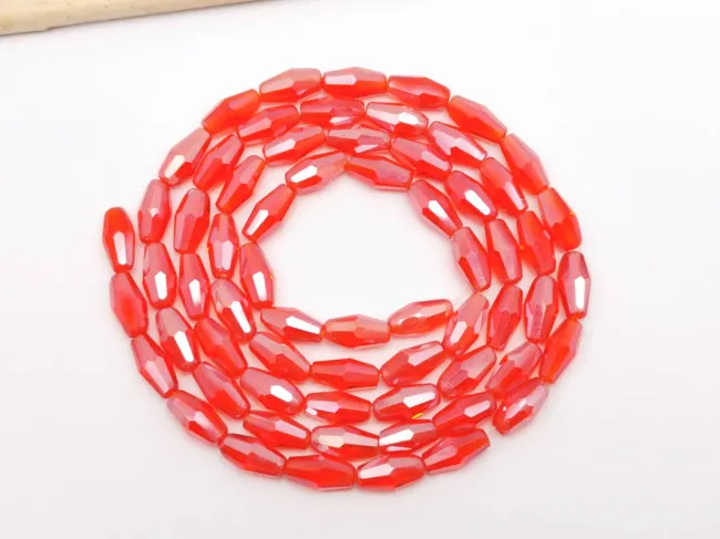 Margele cristal biconic 8x4mm rosu lustered (sirag)
