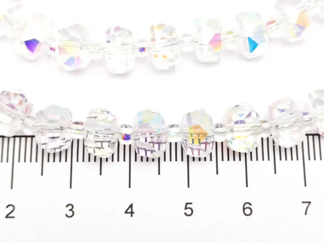 Margele cristal rondel fatetat 8x5mm transparent AB (sirag)