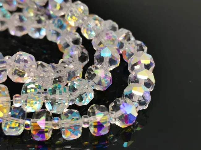 Margele cristal rondel fatetat 8x5mm transparent AB (sirag)