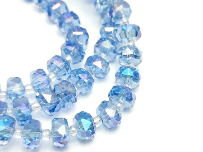 Margele cristal rondel fatetat 8x5mm albastru AB (sirag)