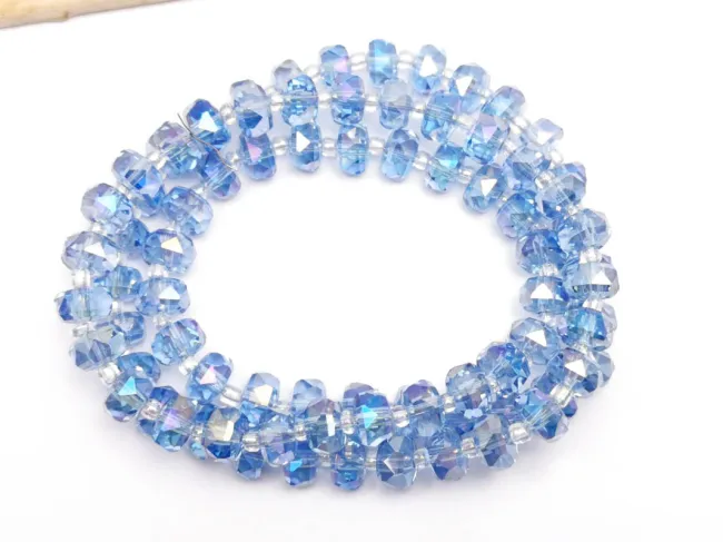 Margele cristal rondel fatetat 8x5mm albastru AB (sirag)