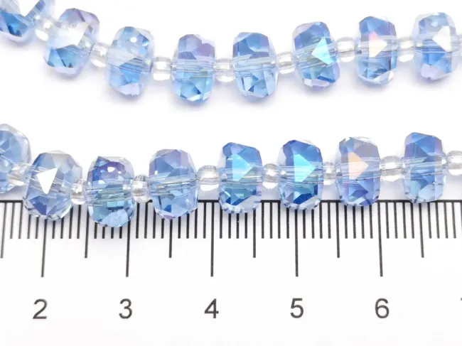Margele cristal rondel fatetat 8x5mm albastru AB (sirag)