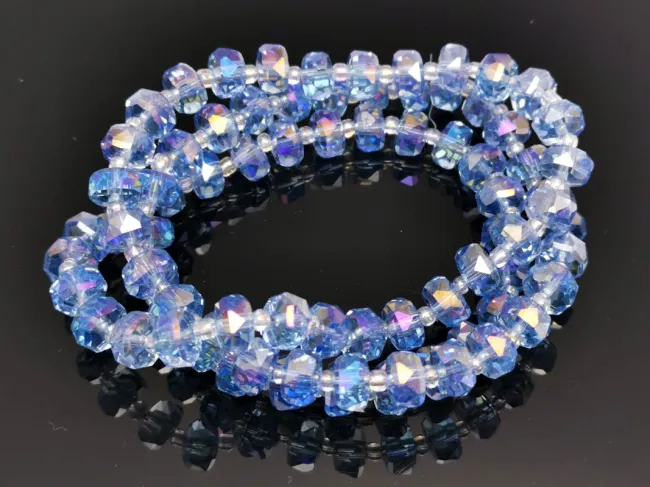 Margele cristal rondel fatetat 8x5mm albastru AB (sirag)