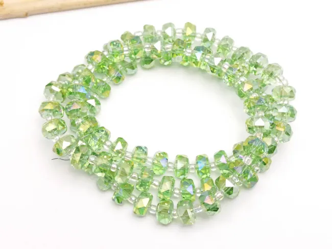 Margele cristal rondel fatetat 8x5mm verde AB (sirag)