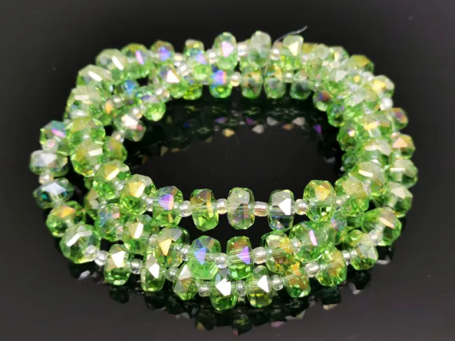 Margele cristal rondel fatetat 8x5mm verde AB (sirag)
