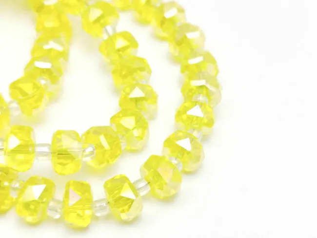 Margele cristal rondel fatetat 8x5mm galben AB (sirag)