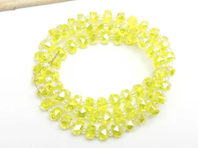 Margele cristal rondel fatetat 8x5mm galben AB (sirag)