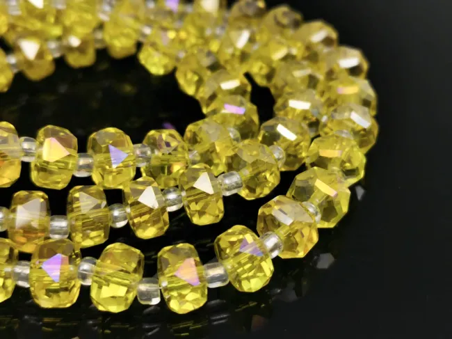 Margele cristal rondel fatetat 8x5mm galben AB (sirag)