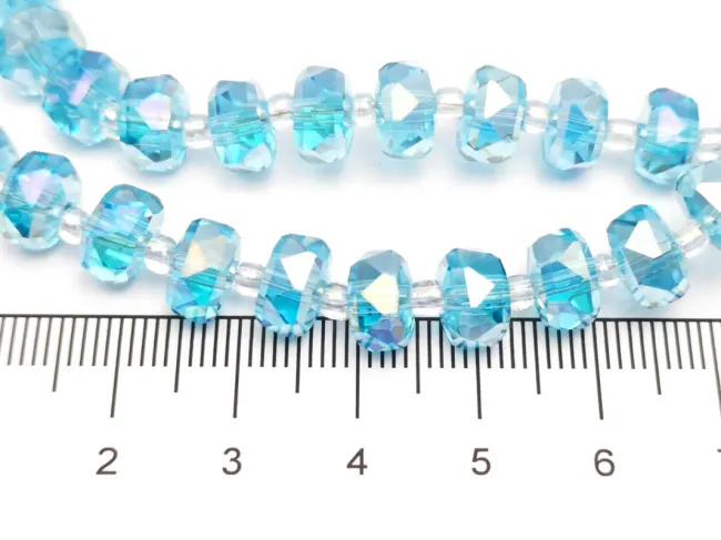 Margele cristal rondel fatetat 8x5mm turcoaz AB (sirag)