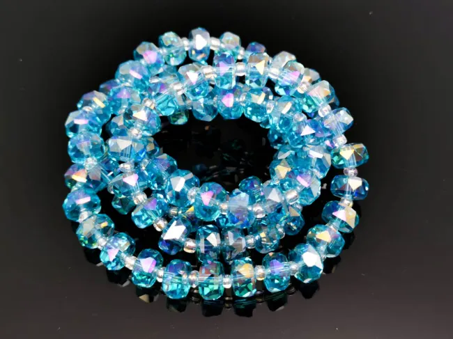 Margele cristal rondel fatetat 8x5mm turcoaz AB (sirag)