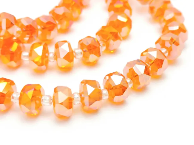 Margele cristal rondel fatetat 8x5mm portocaliu AB (sirag)