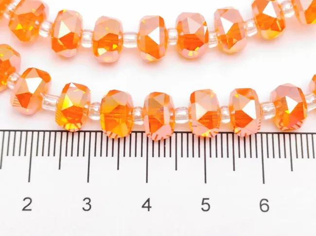 Margele cristal rondel fatetat 8x5mm portocaliu AB (sirag)