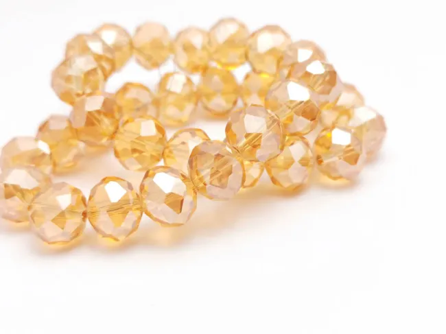 Margele cristal rondel fatetat 10x8mm auriu roscat lustered (sirag)