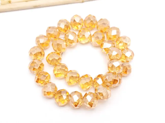 Margele cristal rondel fatetat 10x8mm auriu roscat lustered (sirag)