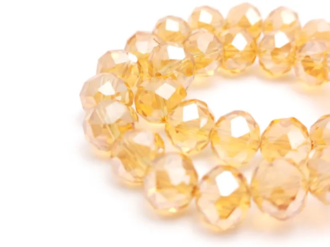 Margele cristal rondel fatetat 10x8mm auriu roscat lustered (sirag)