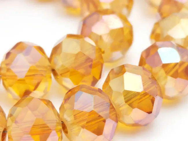 Margele cristal rondel fatetat 10x8mm auriu coniac AB (sirag)