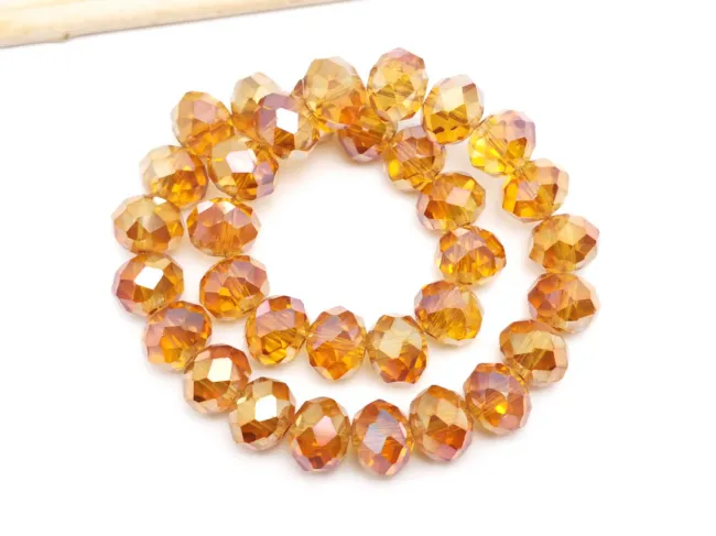 Margele cristal rondel fatetat 10x8mm auriu coniac AB (sirag)